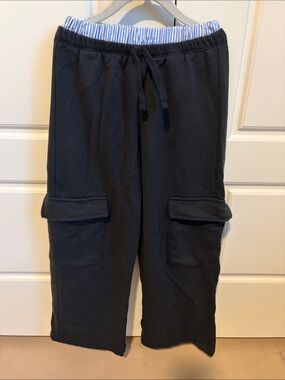 Zara Black Cargo Sweatpants with Striped Waistband